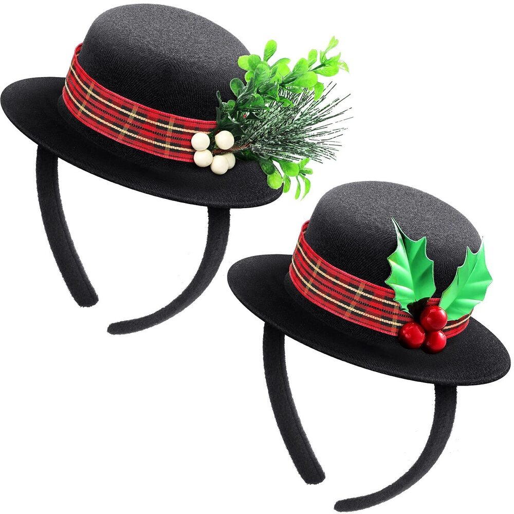 4632 Christmas Snowman Headbands Mini Top Hat Headband 2 Pieces Christmas